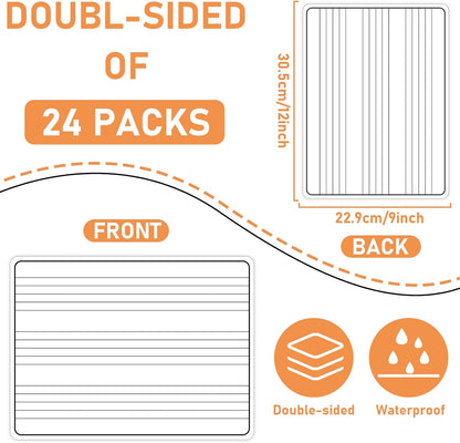 24Pcs Place Value Chart Dry Erase Flash Cards Double Sided Addition Subtraction Cardboard Math Whiteboard Math Manipulatives Teacher Portable Tool 12" x 9"