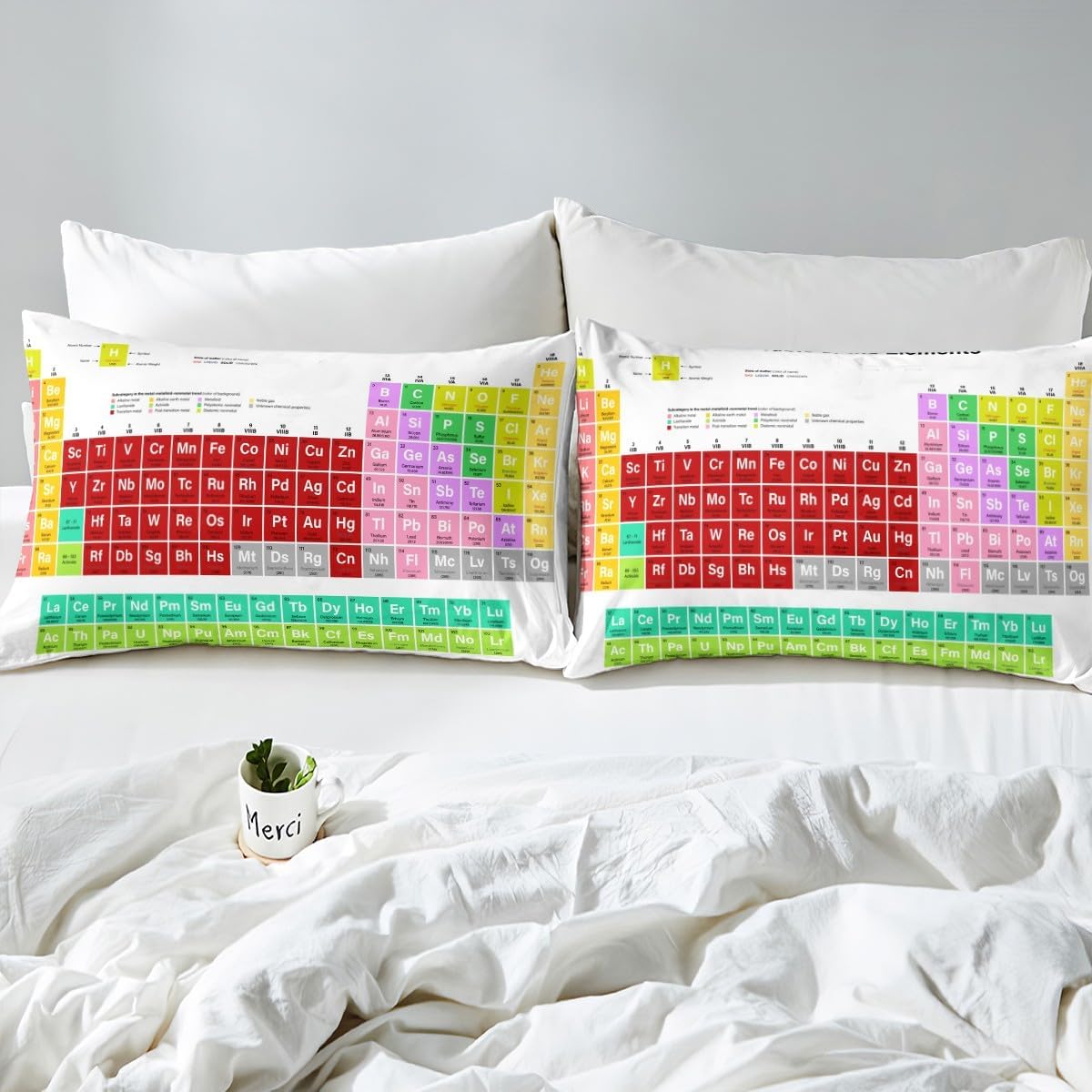 Feelyou Periodic Table of Elements Duvet Cover Educational Bedding Set for Kids Boys Girls Teens Study Comforter Cover Chemistry Bedspread Cover 2Pcs Zipper Twin Size (No Comforter)