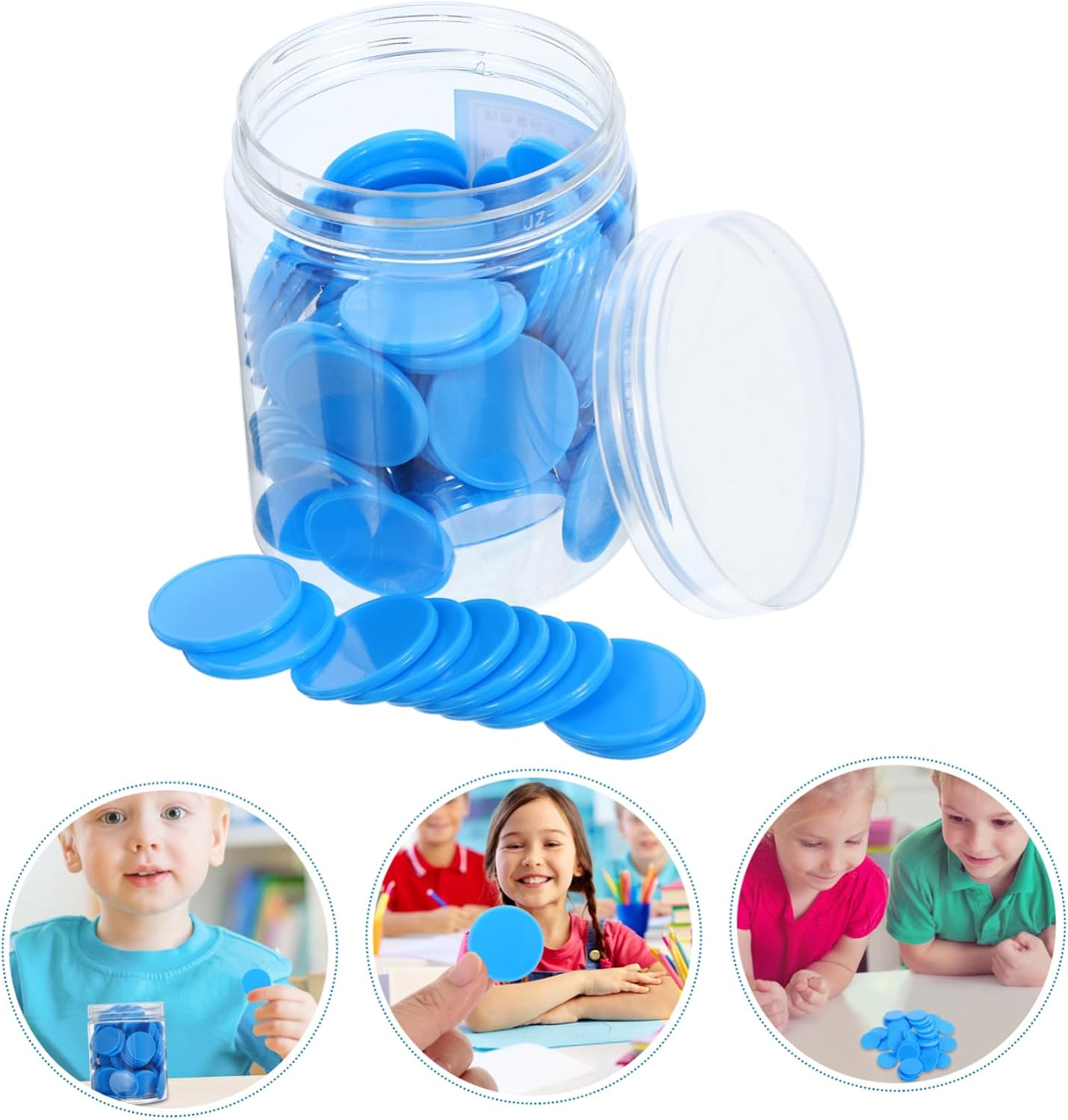 100Pcs Plastic Learning Counters Small Round Counting Chips for Math Games Educational Sorting Grouping Disks for Home School Parties