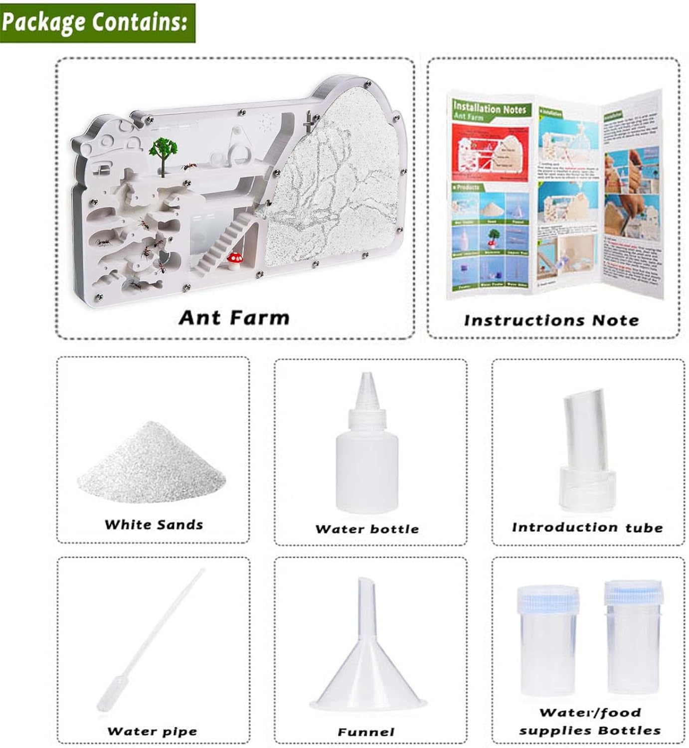 Ant Farm Castle - Large Viewing Area - Care for Live Ants - Ant Colony Observation Kits with Sand Habitat - Educational Science Gifts for Boys, Girls - Ant Farms for Kids, Adults, Student (White)