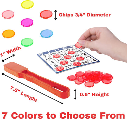 MR CHIPS Made in USA Upgraded Bingo Magnetic Wand & 200 Pieces ¾ Inch Red Plastic Chips with Metal Rings - Support American Jobs