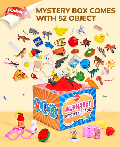 JoyCat Mystery Alphabet Box for Kids 26 PCS Letters Sorting Matching Game Activities Letter Sounds Fine Motor Learning Toys for Preschool Kindergarten Classroom - Easter Basket Stuffers Gifts