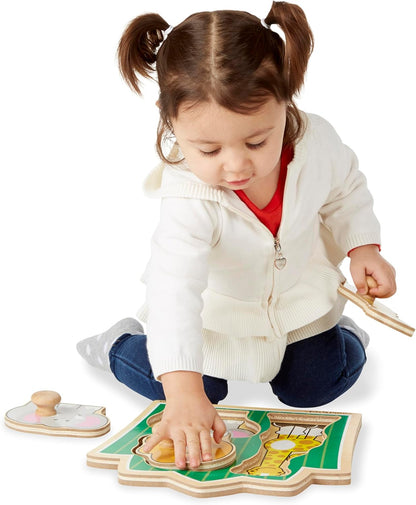 Melissa & Doug Pet Animals Jumbo Knob Puzzle, Wooden Peg Puzzle for Toddlers, Educational Toy for Shape Recognition and Fine Motor Skills, Ages 1+