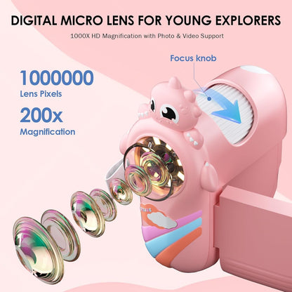 Microscope for Kids 1000X Magnification, 3-in-1 Handheld Portable Digiscope with 2" LCD Display, STEM Educational Toy Gifts for Kids Ages 4-12