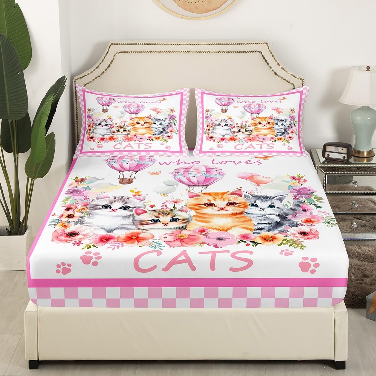 Drum Kit Fitted Sheet,Full Size Rock Music Collections Musical Instruments Theme,Soft Decorative Fabric Bedding Deep Pocket for Children Teens Young Boys Girls,with 2 Pillowcases