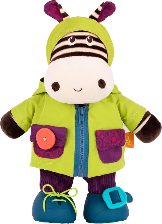 B. toys – Plush Zebra – Sensory Stuffed Animal – Interactive Plush Toy – Plush Toys for Toddlers, Kids – 2+ Years – Giggly Zippies – Zebb