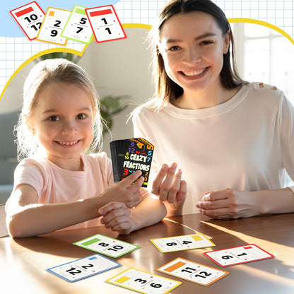 5 Pcs Math Game Flash Cards Fraction Game Math Manipulatives Fraction War Flashcards Equivalency Cards Compare Simplify Match Number for Homeschool Classroom Supplies 2nd to 6th Grade