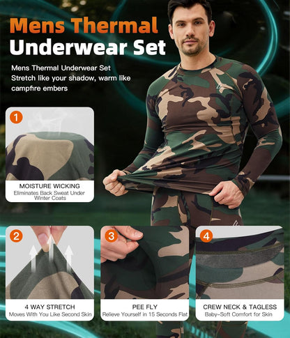 CL convallaria Thermal Underwear Long Johns Set Mens Winter Gift Hunting Gear Sport Base Layer Bottom Top - Colors B