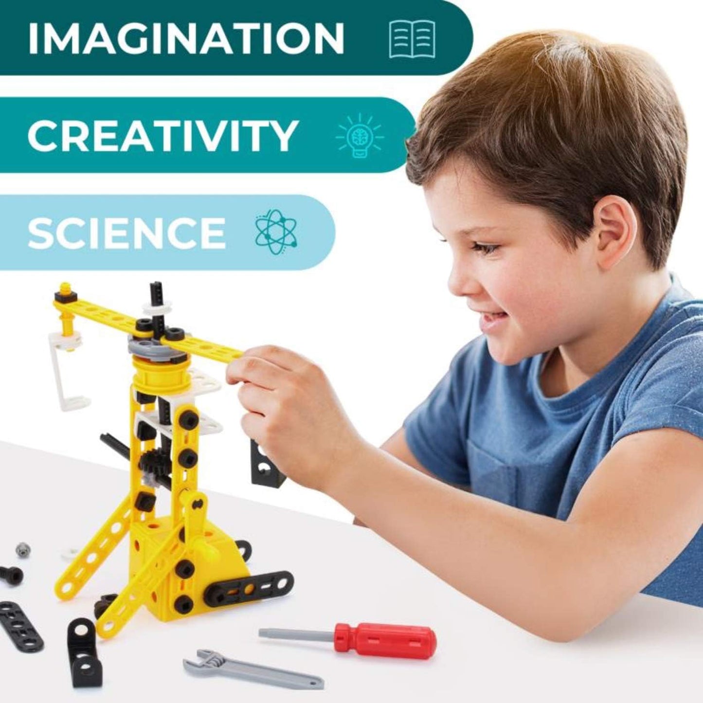 MOBIUS Toys 12-in-1 STEM Construction Kit - 152-Piece Building Set for Kids Ages 4-12 - Educational Engineering Toy for Boys & Girls to Build Cars, Trucks, Motorcycles & More, Creative Learning Gift