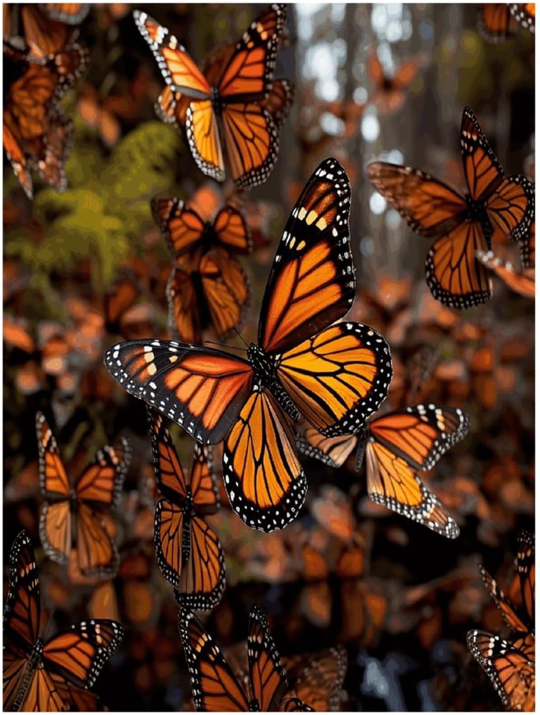 VstaDank Monarch Butterflies Diamond Painting Kits Exquisite DIY Full Round Drill Diamond Dots Painting for Adults Beginner Diamond Photo Paint with Diamond Picture Art Wall Decor 12"x20"
