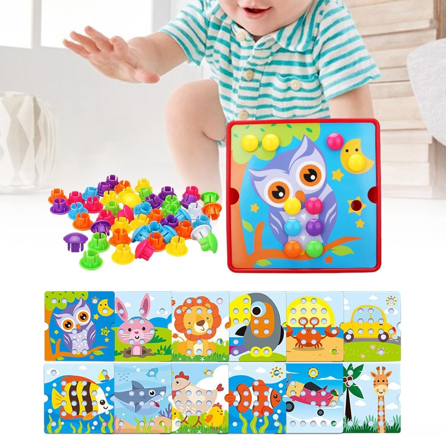 Creative Pegboard Game Set for Toddlers and Preschoolers, Style E