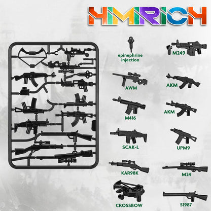 Weapons Pack Military Toy Set Building Blocks Model for Soldier Figures, Army Equipment Gear Kit Pieces and Parts Accessories Compatible with Major Brand