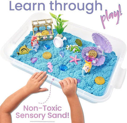 38 PCS Mermaid Sensory Bin with 2 lb Magic Sand, Ocean Molds & Treasure Accessories – Creative Sand Play Gift for Girls Ages 3–8