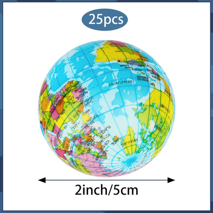 Hooqict Globe Stress Balls 25 Pack Mini Earth Ball Globe Party Favors Small Foam Squeeze Stress Ball for Kids Adults Stress Relief Toy Party Bag Gift Fillers Birthday Favors Classroom Prize