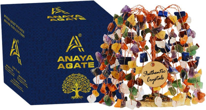 ANAYA AGATE 7 Chakra Healing Crystal Tree of Life Kit, Bracelet, Pendant, Necklace, Feng Shui Money Bonsai Tree, Positive Energy for Women, Mom, Sister and Housewarming Decoration