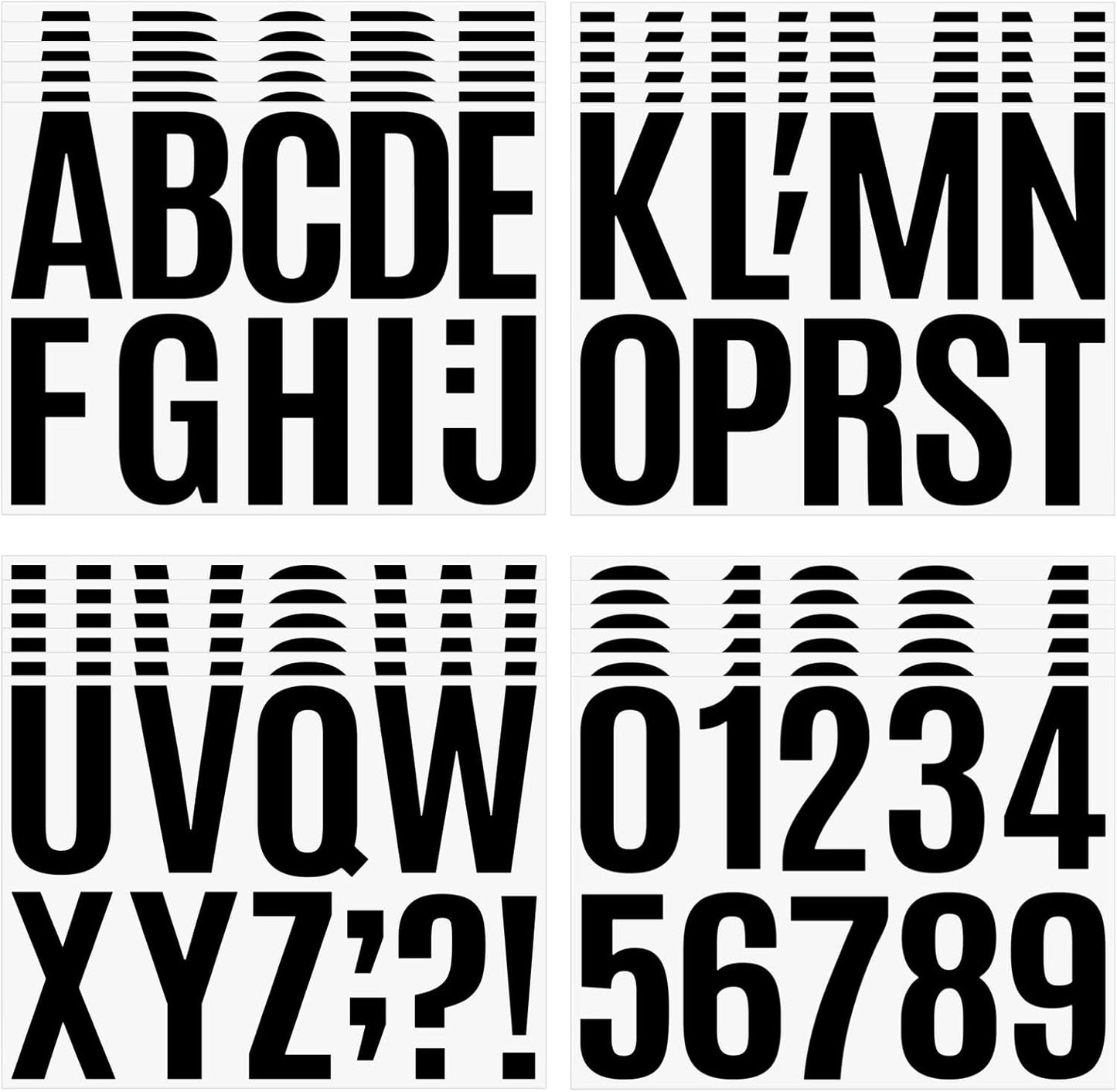 480 Pcs Waterproof 3" Vinyl Alphabet & Number Stickers - Self-Adhesive for Mailboxes, Windows, Doors, Signs, Vehicles & More, Black