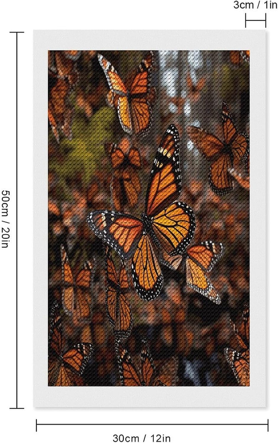 VstaDank Monarch Butterflies Diamond Painting Kits Exquisite DIY Full Round Drill Diamond Dots Painting for Adults Beginner Diamond Photo Paint with Diamond Picture Art Wall Decor 12"x20"