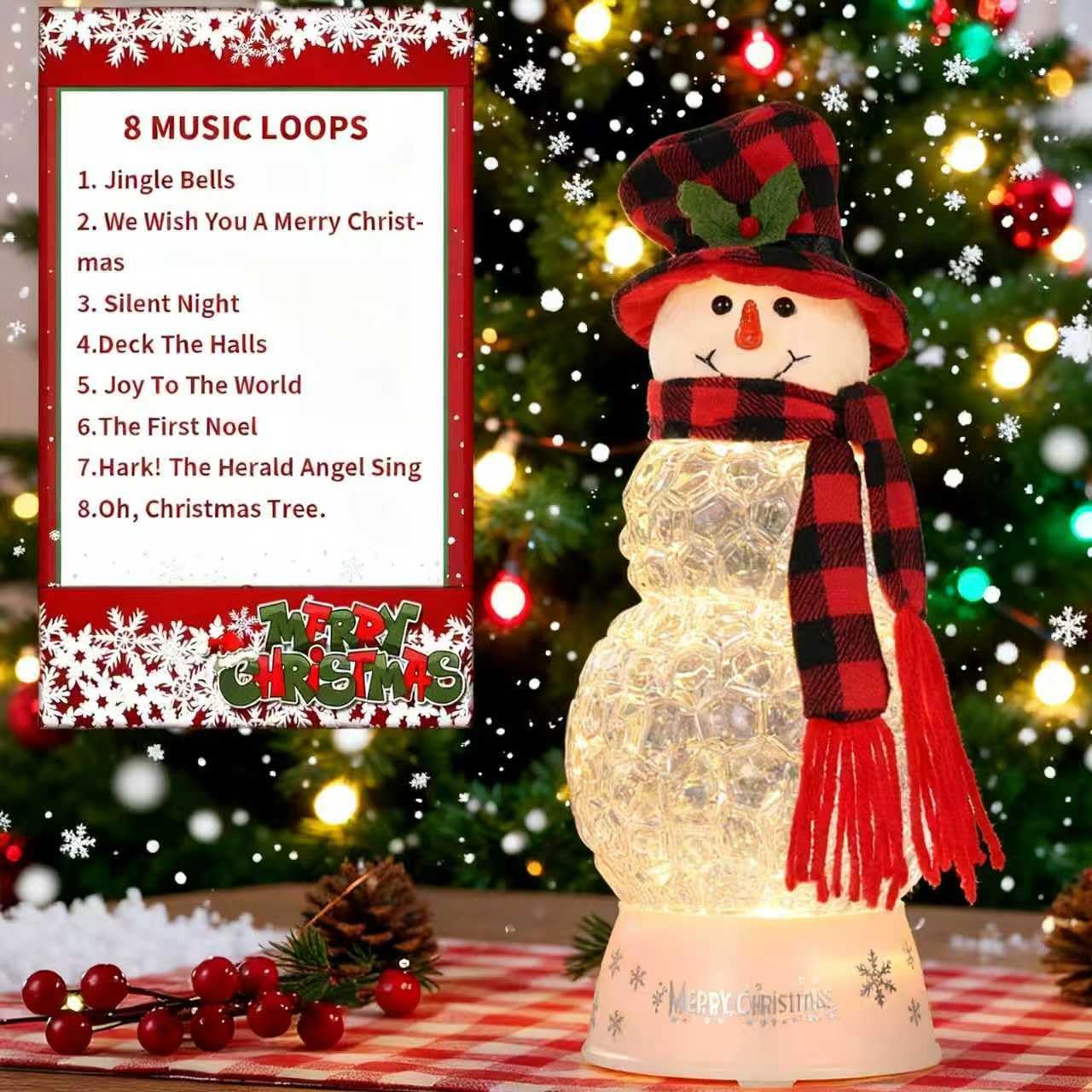 120mm Christmas Snow Globe Lamp - Snowman Globle Musical Holiday Decoration Xmas Tree & Snowman with Timer, USB Power, Festive Room Light, Best Gift for Christmas,New Year