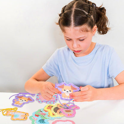 Chivao Lacing Cards for Toddlers Kids, 12 Pcs Sewing Kit Preschool Learning Activities for Kids Travel Craft Set Manipulatives for Preschoolers Homeschool Developing Imagination Skills
