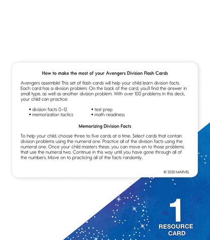 Marvel Division Flash Cards for Kids Ages 8+, Division Flash Cards for 3rd Grade, 4th Grade, and 5th Grade, Division Facts and Problems, Math Flash Cards Division Numbers 0-12