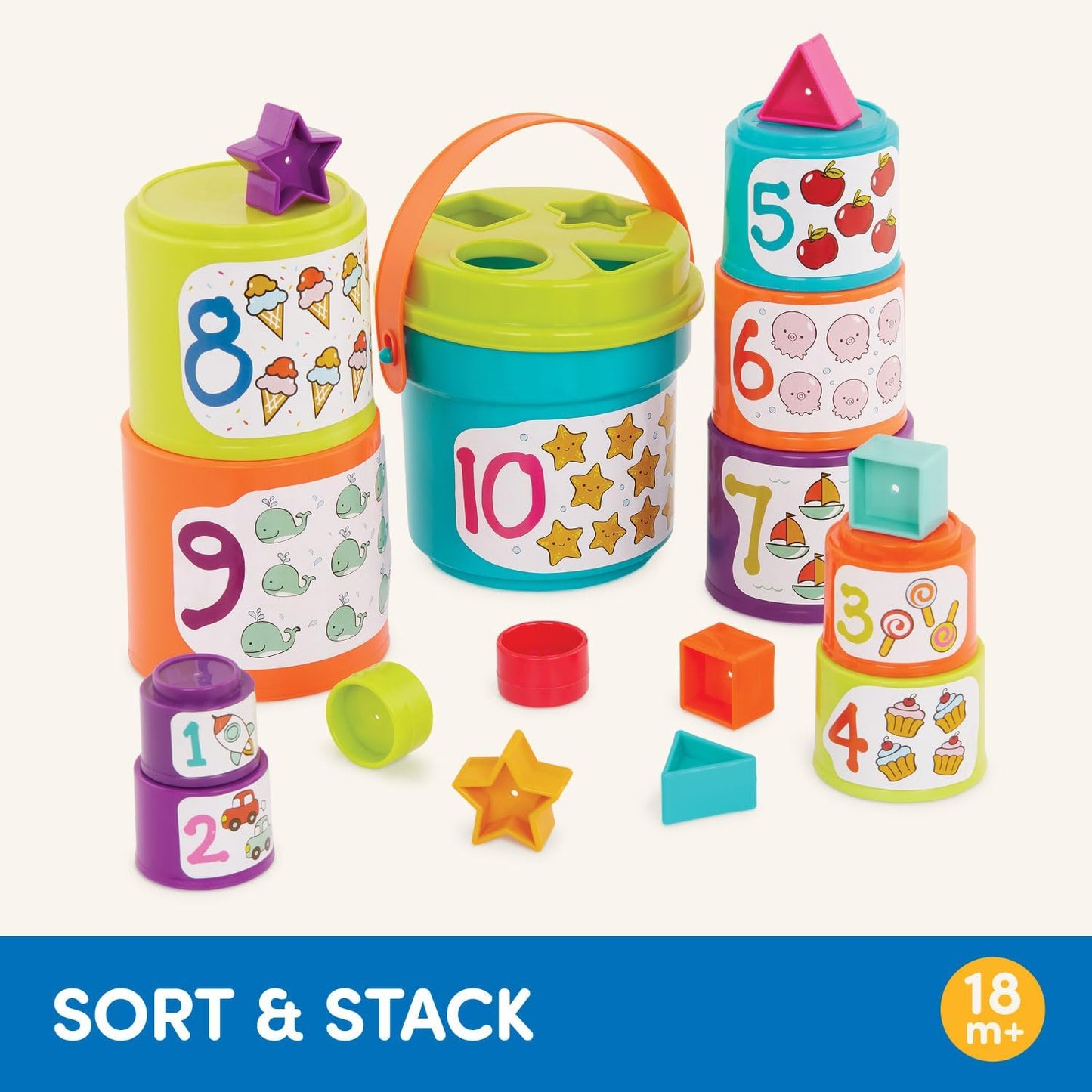 Battat – Toddler Peg Board – Stacking Peg Board Set – Fine Motor Skills Toy – Therapy Toy, 31 Pieces – 2+ Years – Count & Match Pegboard