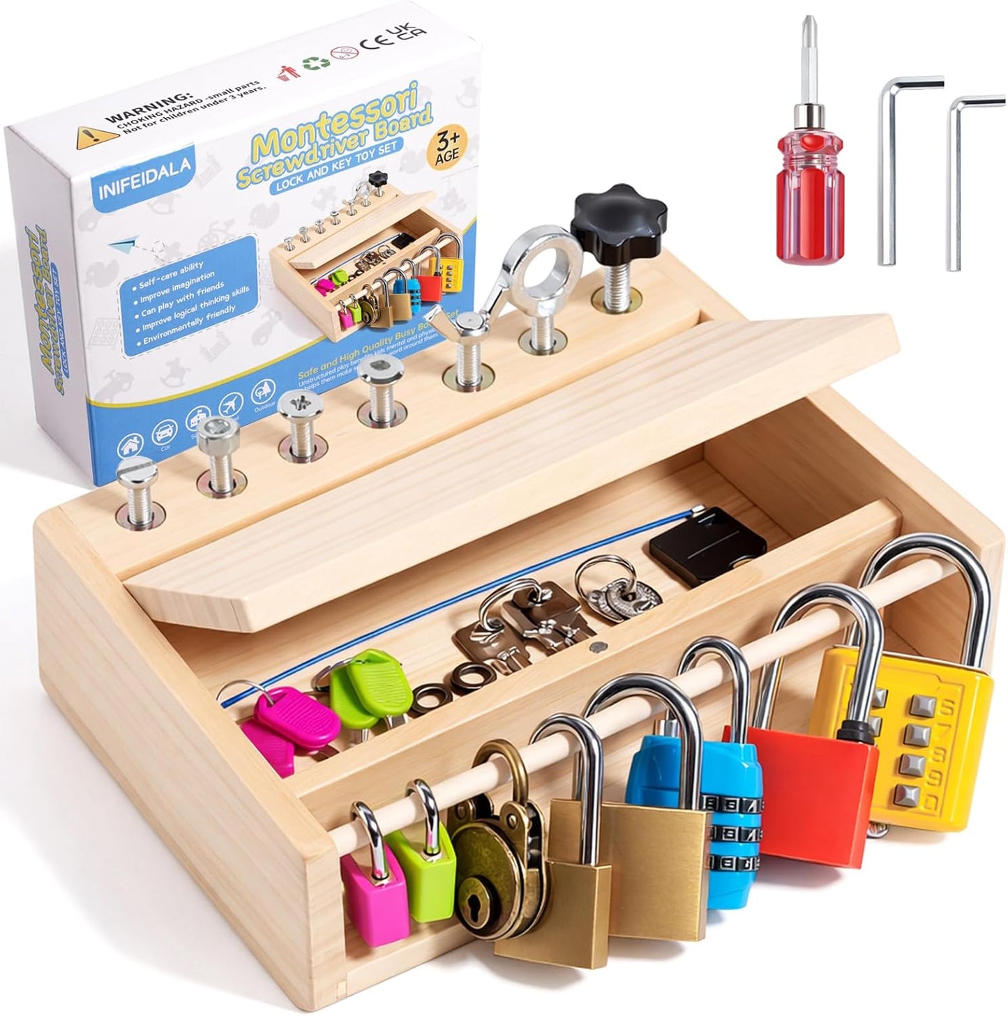 INIFEIDALA Kids Tool Set,Montessori Educational Toys for 3 4 5 Year Old,Montessori Screwdriver Board Set,Sensory Preschool Learning for Toddler Travel,Fine Motor Skills - STEM Toys