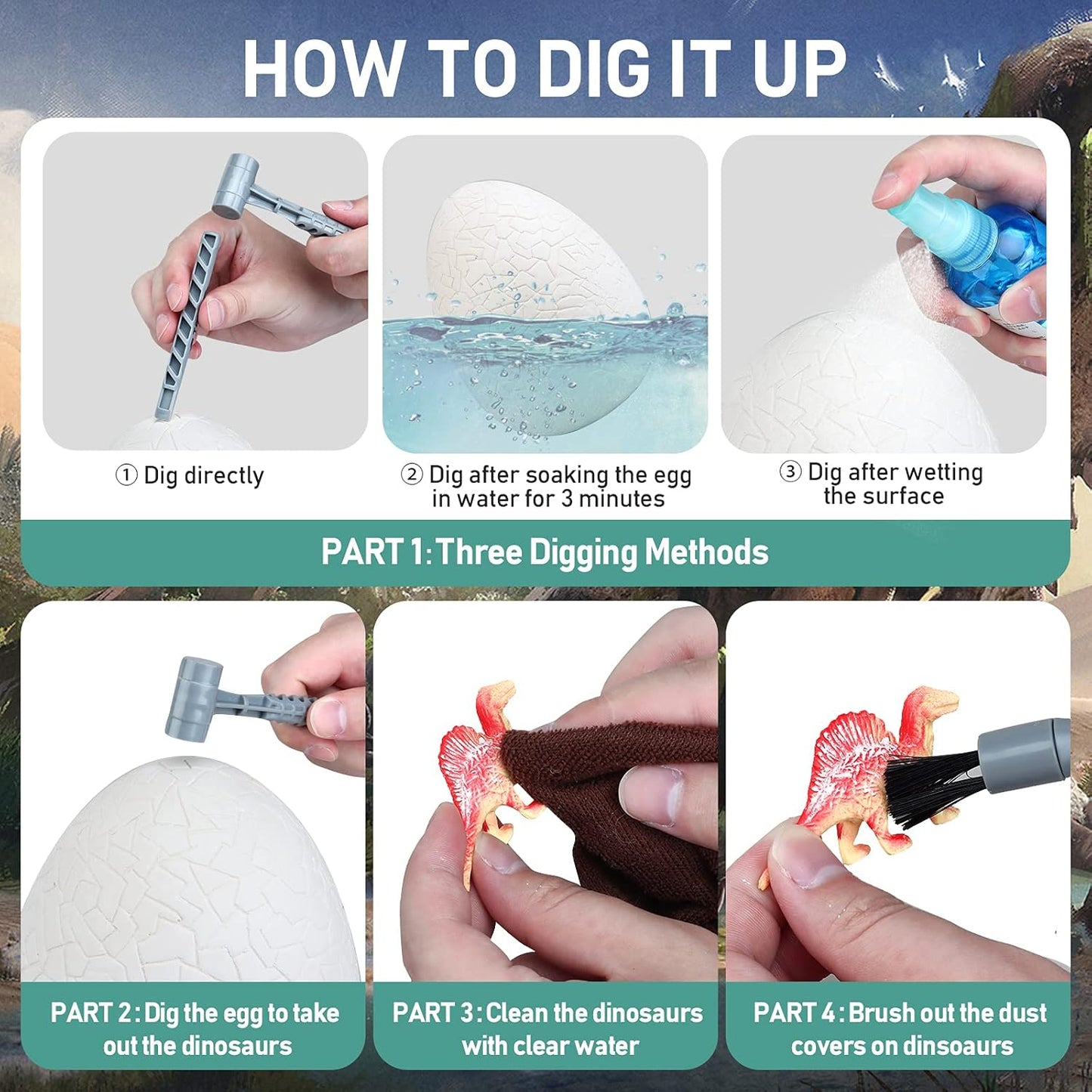 Jumbo Dino Egg Dig Kit, Dinosaur Toys for Kids 5-7, Dinosaur Eggs with 12 Dinosaurs inside, Dino Toy Outdoor Gift with Dinosaur Card, Dinosaur Egg Excavation for Kids Boys Girls Gift 6 and up year old