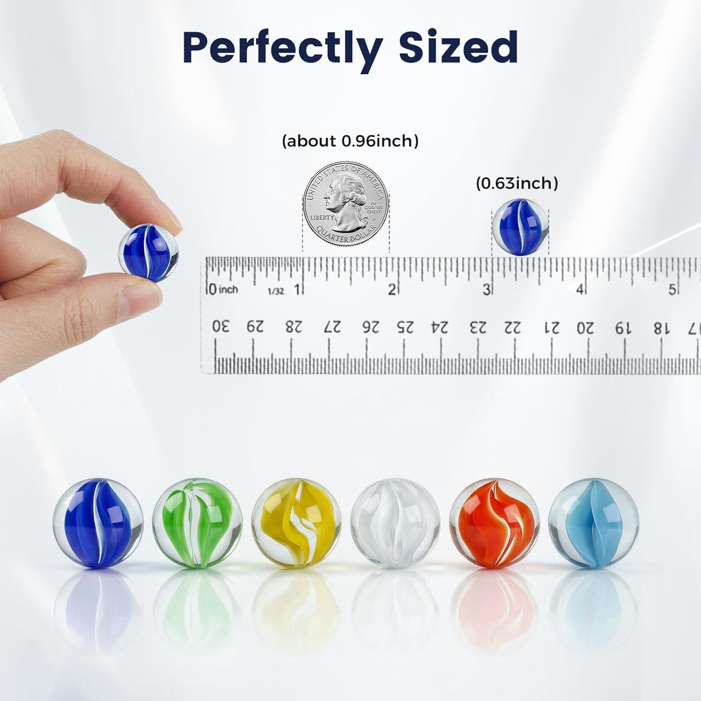 LovesTown 100PCS Glass Marbles Bulk, for Kids Marble Run Game, DIY and Home Decoration