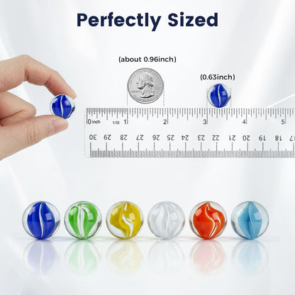 LovesTown 100PCS Glass Marbles Bulk, for Kids Marble Run Game, DIY and Home Decoration