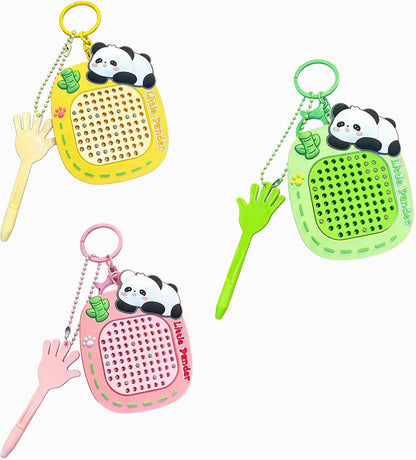 Fidget Keyring Set for Adults Anxiety Relief, BULATEW 3PCS Sensory Stress Relief Kit with Drawing Board & Maze Puzzle, Portable Focus Tools for Office Car, Capybara Bear Panda Decorative Keychains (B)