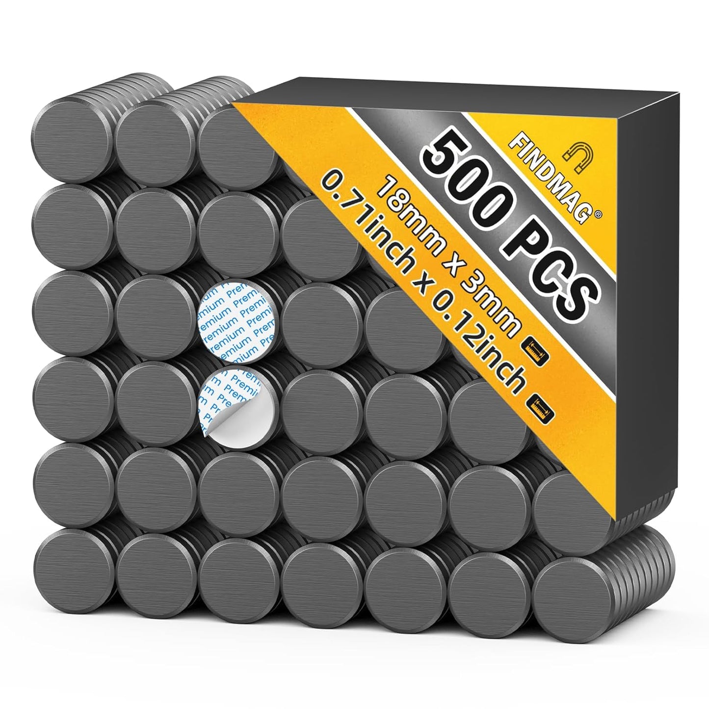 FINDMAG 20Pcs Magnets for Crafts with Adhesive Backing, Round Ferrite Craft Magnet with Adhesive Backing, Flat Ceramic Circle Magnets for STEM Classroom Experiments, Science Kits - 0.71" D X 0.12" H
