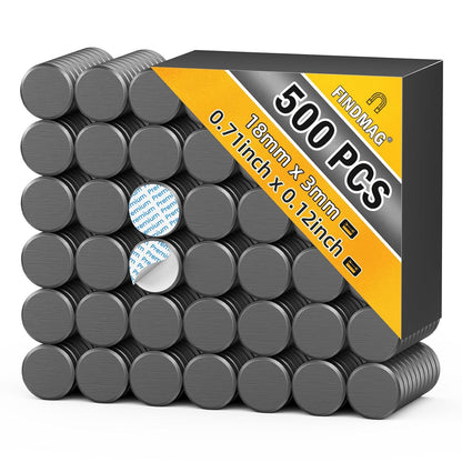FINDMAG 20Pcs Magnets for Crafts with Adhesive Backing, Round Ferrite Craft Magnet with Adhesive Backing, Flat Ceramic Circle Magnets for STEM Classroom Experiments, Science Kits - 0.71" D X 0.12" H