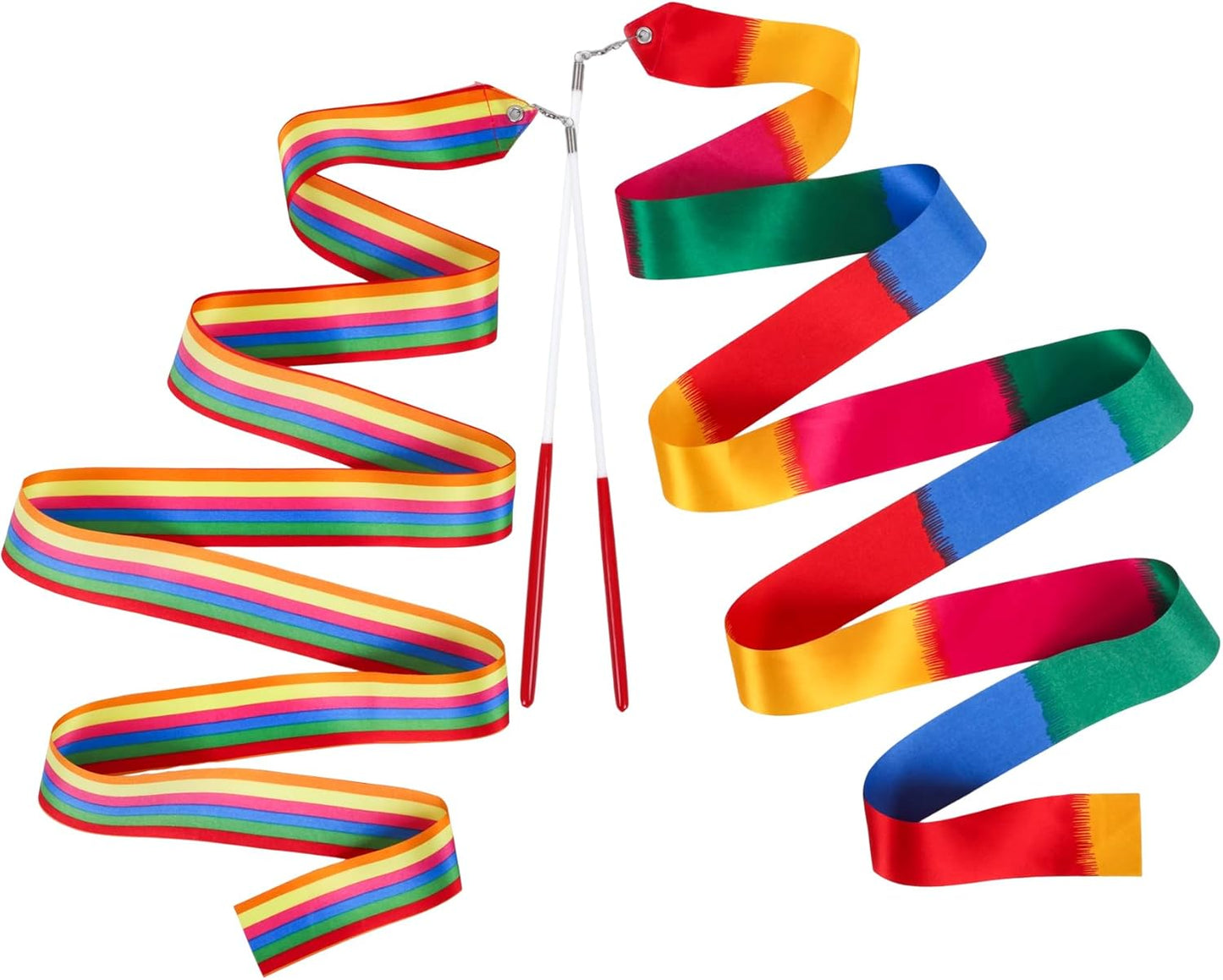 YGEOMER Ribbon Wands, 12pcs Rainbow Gymnastics Ribbons for Kids, Twirling Dance Sticks for Artistic Dancing, Talent Shows & Birthday Party Props