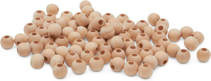 Large Wooden Beads for Crafts - Pack of 6 32mm 1-1/4 x 3/8 Inch Hole Large Wood Beads for Crafts withHoles for DIY | Round Wooden Balls for Crafts | Wood Beads for Jewelry Making | Woodpeckers