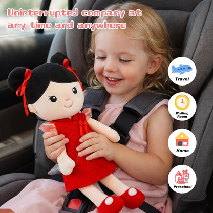 Soft Baby Doll Toys,16 inch Educational Plush Doll for Girls Learning Sensory Montessori Toy Birthday Gifts Cuddly Plush Toys for Toddler Kids (Yellow)