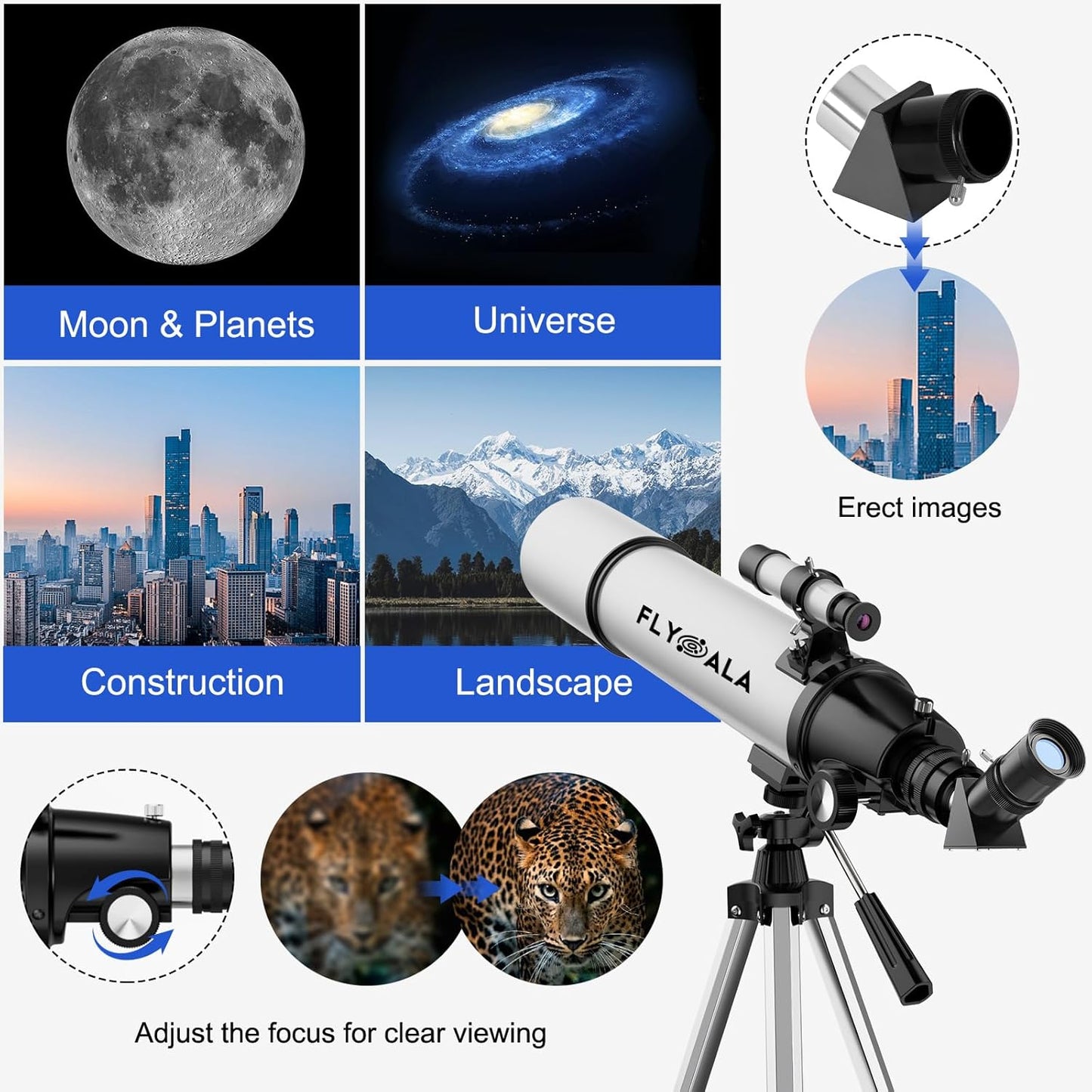 (30X-750X) Telescope for Adults high Powered,80mm Aperture 600mm Focal Length Astronomy Telescope for Kids and Beginners,Astronomical Refractor telescopes for Kids Over 8 Year Old 8-12