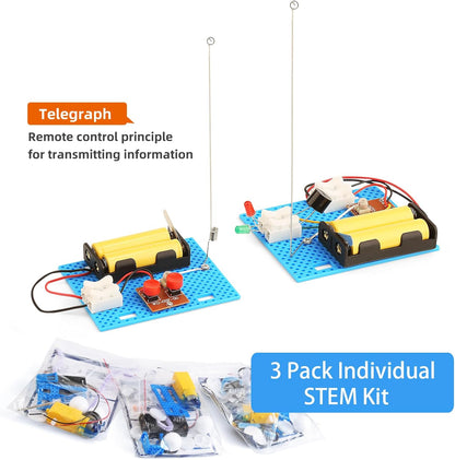 3 Set Telegraph STEM Kits Bulk, Science Kits for Kids Age 8-12, Engineering STEM Building Toys for Boys Ages 8-13, Crafts for Boys Girls 8-10, Build A Coding Robot 10-12