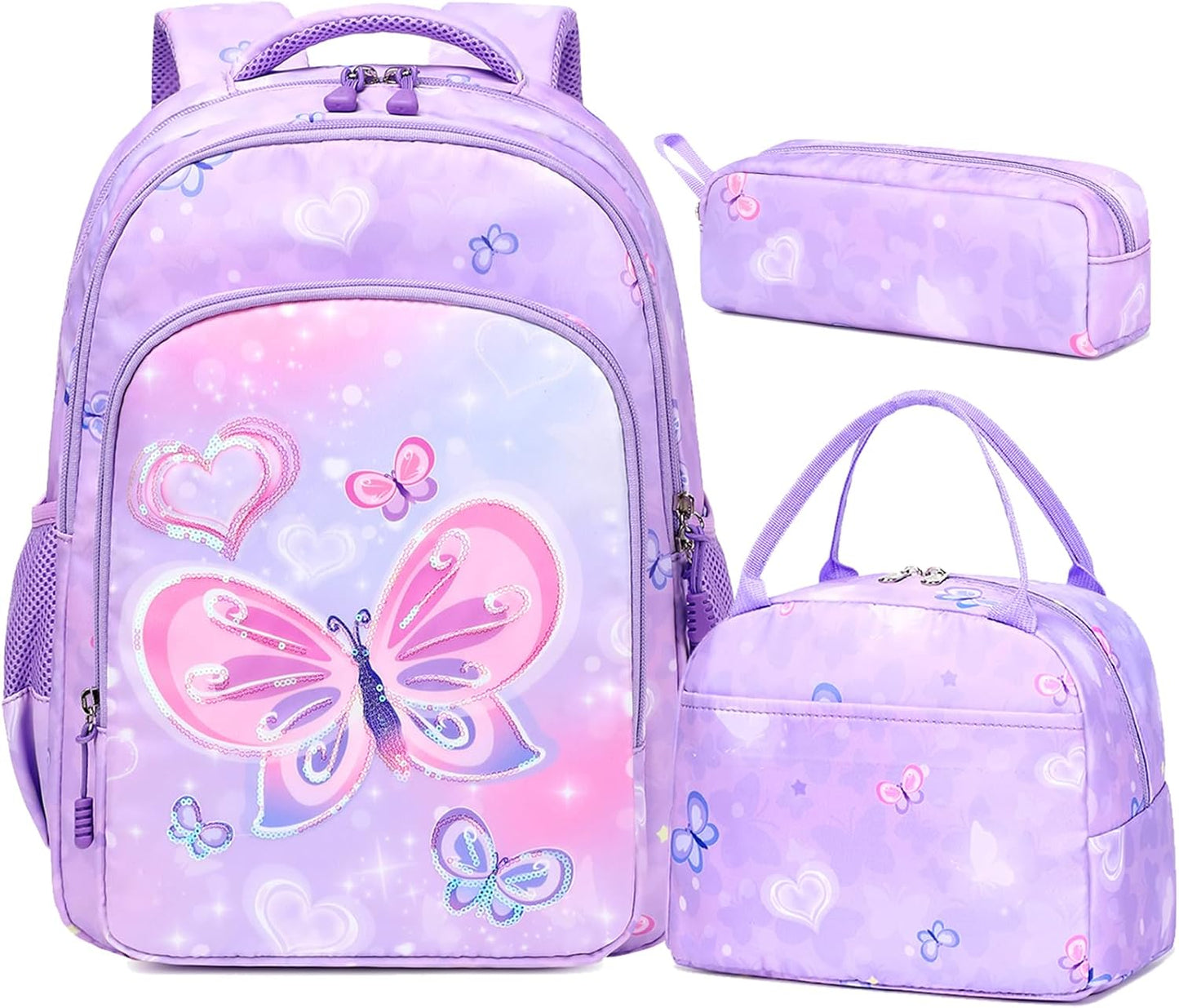 Girls Backpack for Elementary Unicorn Backpack Kids Backpack School Bookbag for Girls 3 in 1 Set Back to School