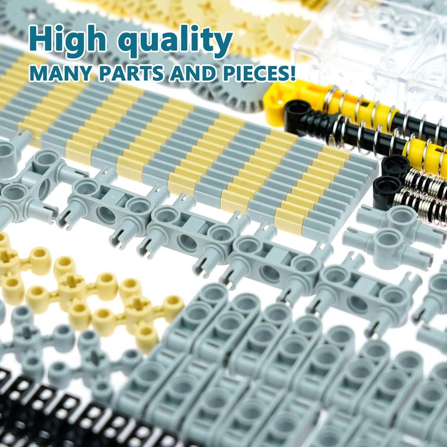 Pamvava Gears-Axles-Pins Sets Compatible with Technic-Parts Pieces-Motor, Car-Wheels-Tires Chain Link Connector Building Block Accessories Shock Absorber Steering Shaft Gearbox Gears Bricks