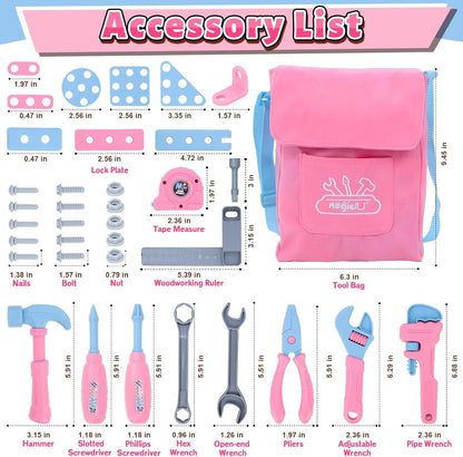Kids Tool Set, 48PCS Toddler Tool Set with Electronic Toy Drill & Kids Tape Measure,Pretend Play Construction Toys Costume with Kids Tool Belt & Gloves,Toy Tools Box for Girl Boy Ages 3-8
