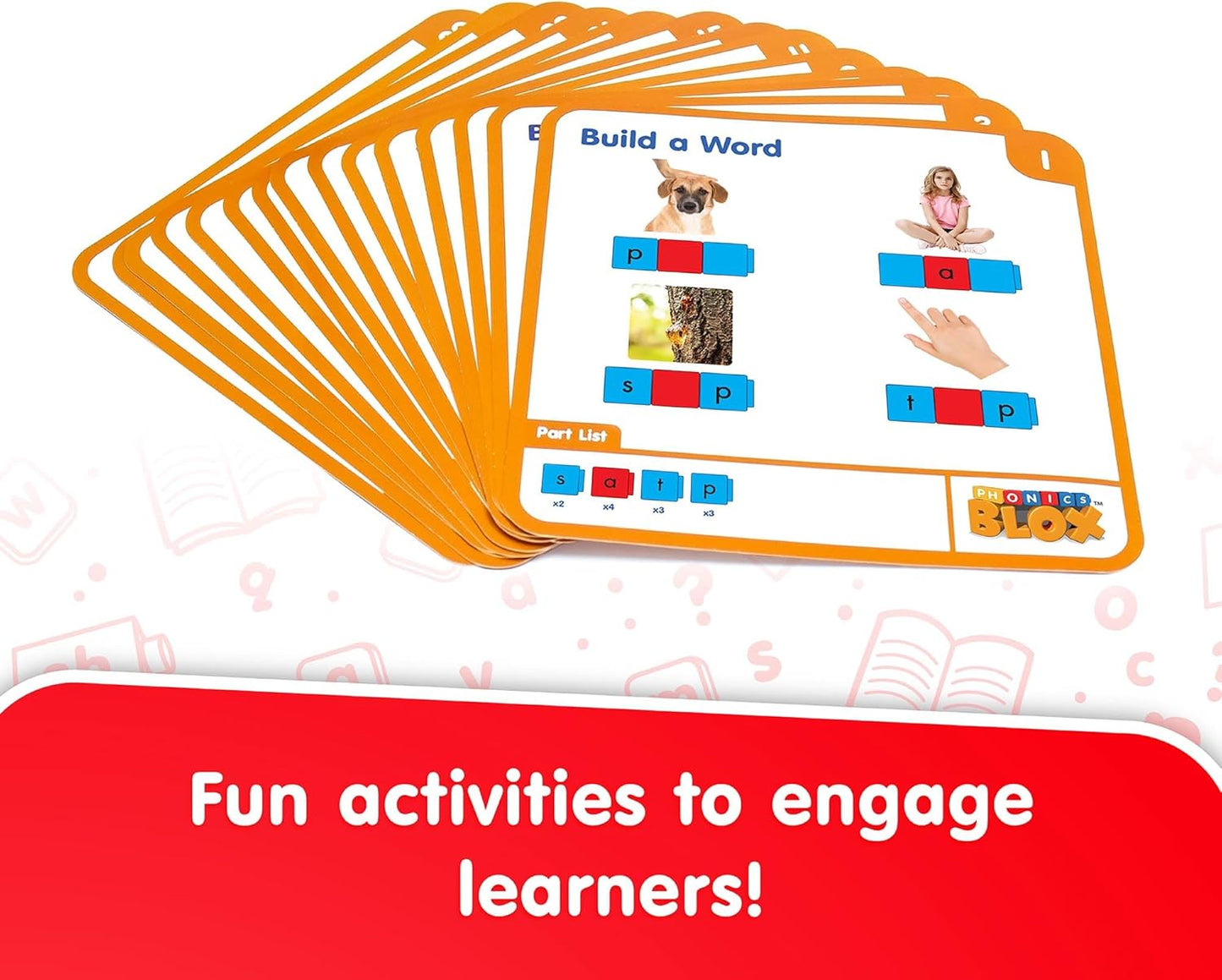 Junior Learning: Rainbow Phonics Blox: CVC Word Building - Phase 2-30 Activity Cards, Color Coded Blocks, Learning, Reading Development, Kids 4+