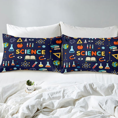 Erosebridal Chemistry Lab Bedding Set Twin Size Chemical Equation Duvet Cover for Boys Girls Chemical Elements Science Theme Comforter Cover Teens Kids Science Students Bedding School Dorm Room Decor
