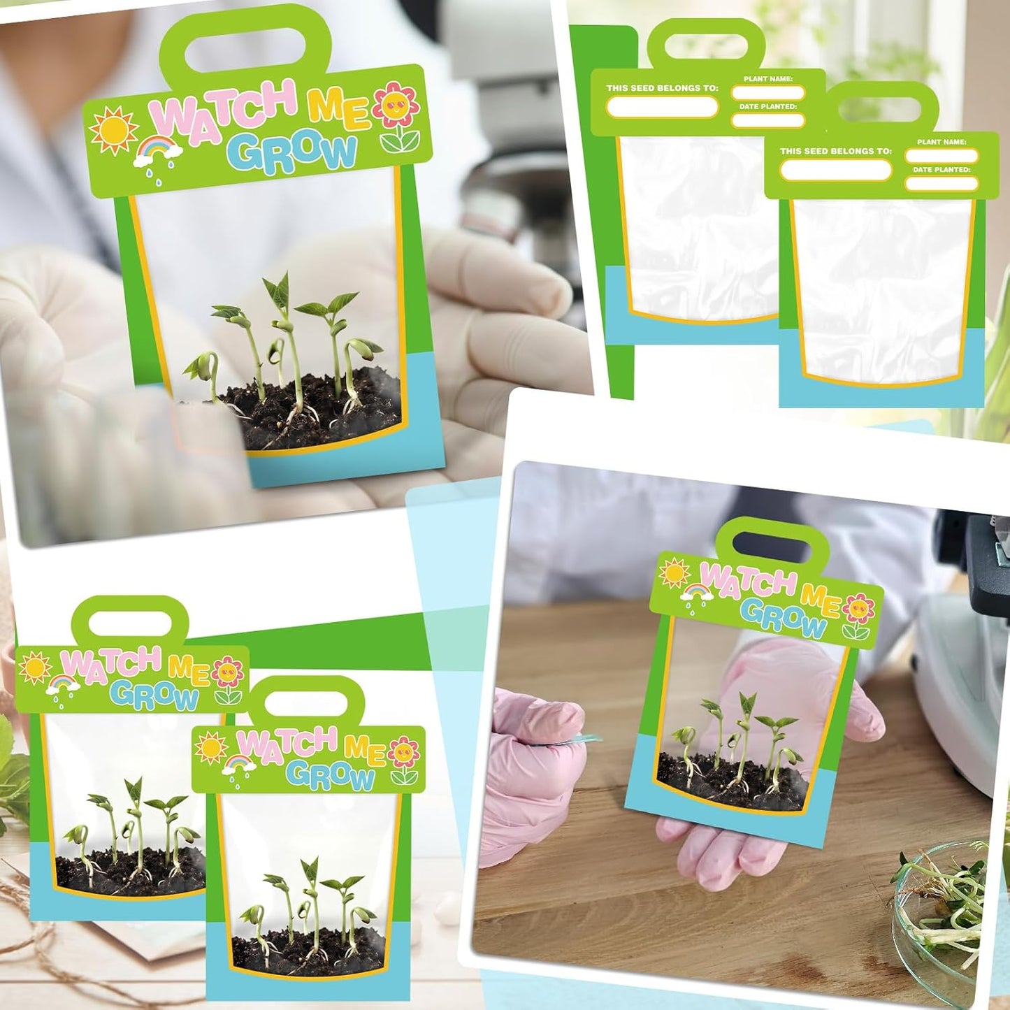 Harloon 36 Clear Vinyl Pocket See Through Greenhouses Set with Cardstock Clear Greenhouse Plastic Teaching Science Craft Supplies for Science Project Themed Birthday Party Greenhouse
