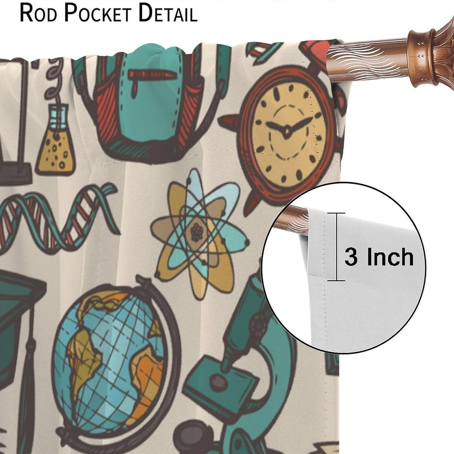 Science Physics Window Curtains, Abstract Math Chemistry Curtain Scientist Graffiti Print Window Treatments for Kids Teens Bedroom Living Room Kitchen Set 2 Panels,42x63 Inches
