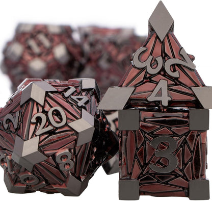 7PCS Metal DND Dice Set with Box, Debris RPG Blue White D and D Dice for D&D Tabletop Games Role Playing Game Polyhedral Dice Set D20 D12 D10 D8 D6 D4