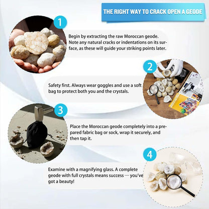 Runyangshi 25 Pcs Morocco Geode Break Your Own Kit - 1.18-1.57 in Natural Geodes with Magnifying Glass, Safety Goggles, Velvet Bag, Instruction Guide, STEM Science Kit for Rock Enthusiasts