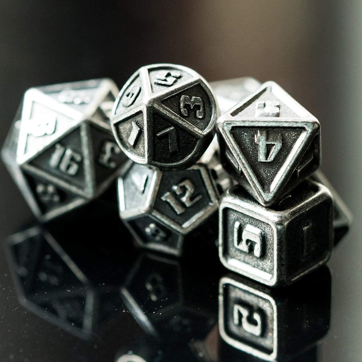 UDIXI Steampunk Metal Dice Set, 7 Die Polyhedral DND Dice Set for D&D Role Playing Game and Math Teaching (Ancient Copper)