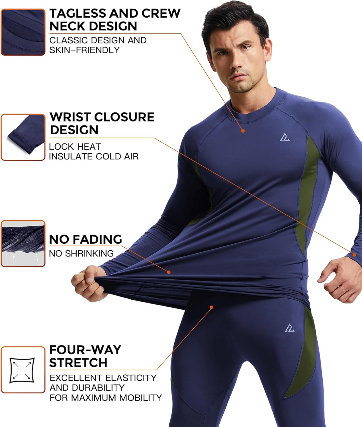CL convallaria Thermal Underwear Long Johns Set Mens Winter Gift Hunting Gear Sport Base Layer Bottom Top - Colors B