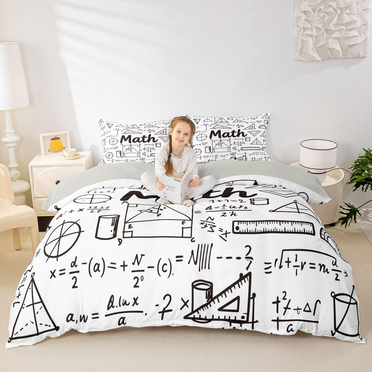 Erosebridal Chemistry Lab Bedding Set Twin Size Chemical Equation Duvet Cover for Boys Girls Chemical Elements Science Theme Comforter Cover Teens Kids Science Students Bedding School Dorm Room Decor