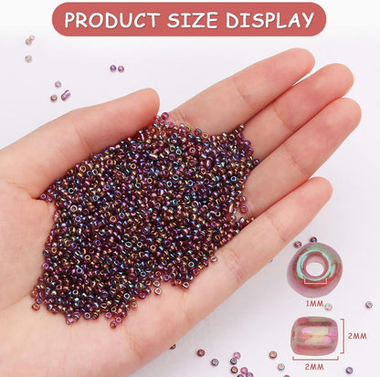 10100 Pcs Size 11/0 Glass Seed Beads, 2 mm Dark Green Small Mini Spacer Loose Pony Beads for Jewelry Making and DIY Crafts - Colors A